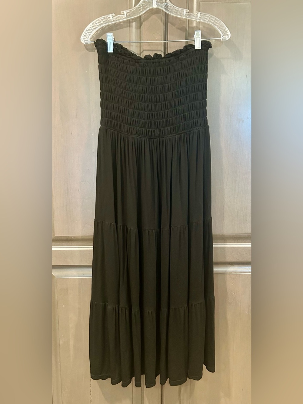 KyeMi Smocked Strapless Maxi Dress in Black, Size S